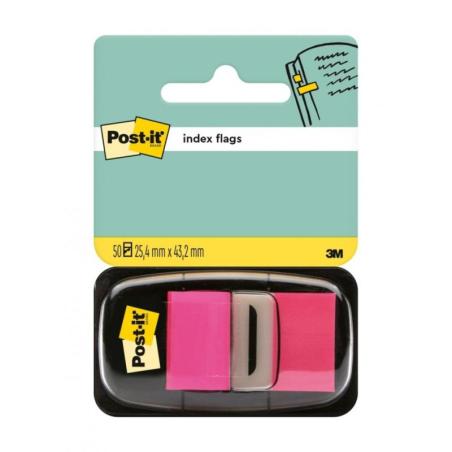 Zakładki indeksujące POST-IT (680-21), PP, 25,4x43,2mm, 50 kart., jaskraworóżowe
