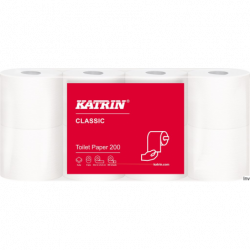 Papier toaletowy Katrin Classic 2-warstwowy biały 200 listków, opakowanie 8 rolek