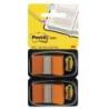 Zakładki indeksujące POST-IT (680-O2EU), PP, 25,4x43,2mm, 2x50 kart., pomarańczowy