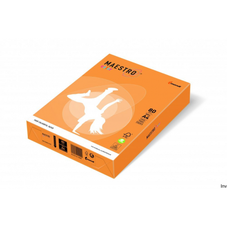 Papier xero Maestro Color A4 80g neonowy pomarańczowy, opakowanie 250 arkuszy