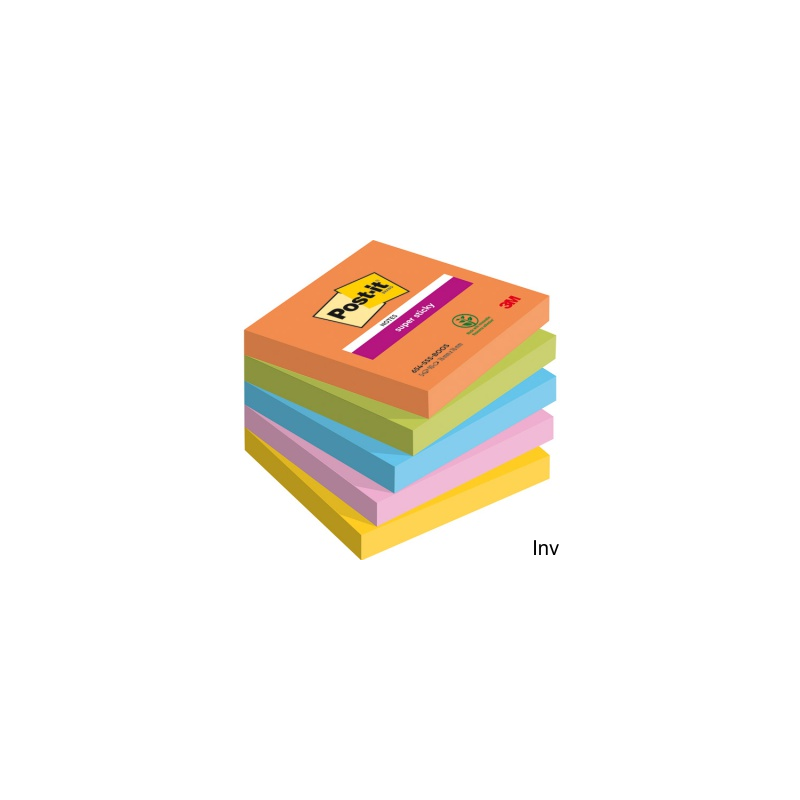 Post-it Super Sticky BOOST karteczki samoprzylepne 76x76 mm, 90 sztuk, 5 kolorów, 3M