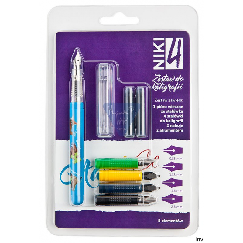 Zestaw szkolny do kaligrafii 5-częściowy Koh-i-noor ZES-KASZ05-00504 z piórem, stalówkami i tuszem