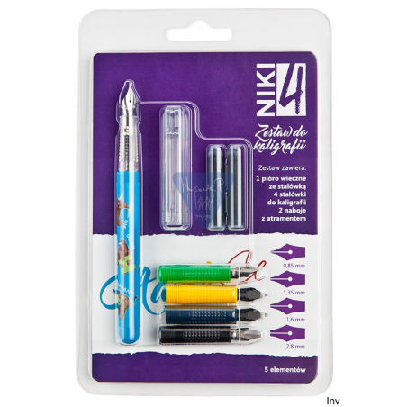 Zestaw szkolny do kaligrafii 5-częściowy Koh-i-noor ZES-KASZ05-00504 z piórem, stalówkami i tuszem