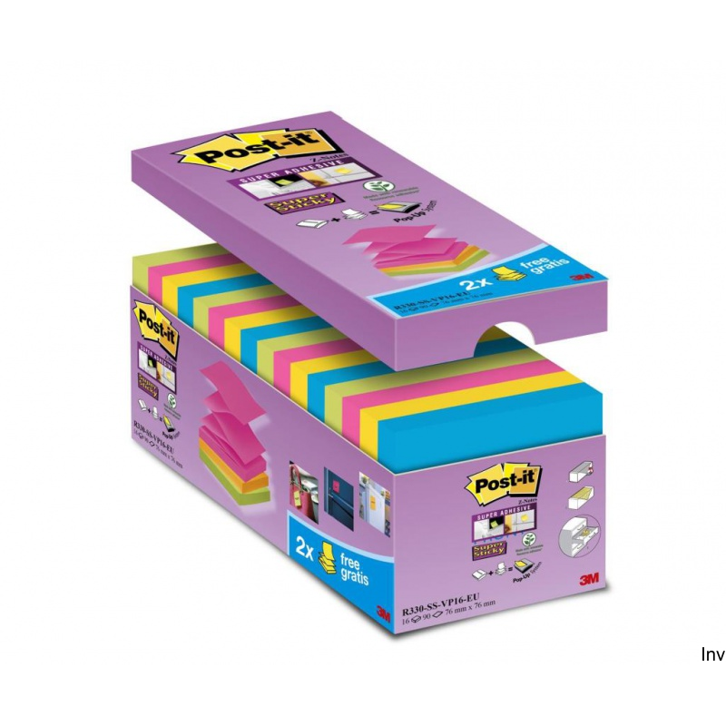 Post-It 3M Bloczek samoprzylepny Z-Notes 76x76mm, 16 sztuk w mix kolorów, 2 bloczki gratis