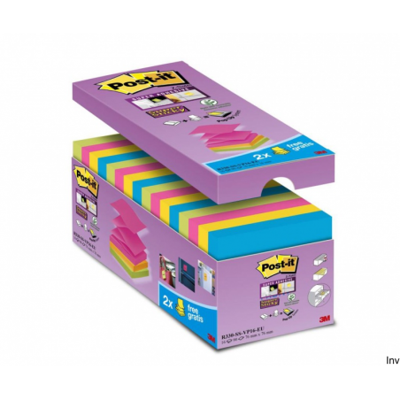 Post-It 3M Bloczek samoprzylepny Z-Notes 76x76mm, 16 sztuk w mix kolorów, 2 bloczki gratis