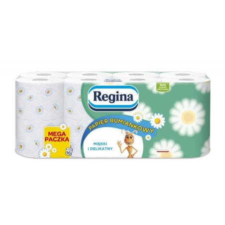 Papier toaletowy Regina Rumiankowy, 3-warstwowy, 18 m, 150 listków, 16 rolek, biały