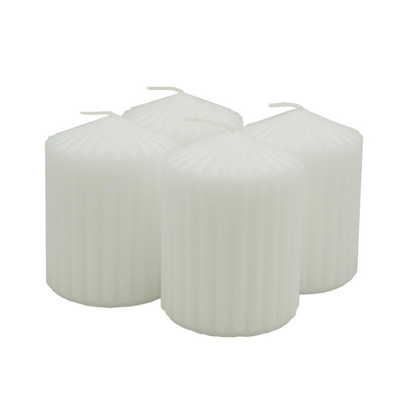 Świeca słupek ryflowana DONAU HOME Standard, 60x80mm, 4 szt., biała