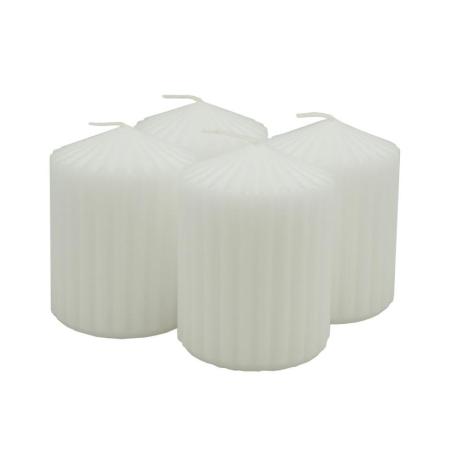 Świeca słupek ryflowana DONAU HOME Standard, 60x80mm, 4 szt., biała