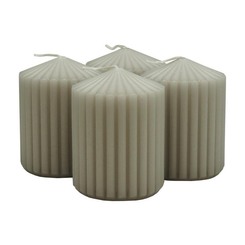 Świeca słupek ryflowana DONAU HOME Standard, 60x80mm, 4 szt., jasnoszara