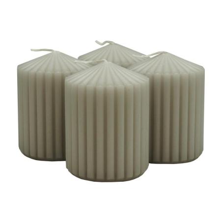 Świeca słupek ryflowana DONAU HOME Standard, 60x80mm, 4 szt., jasnoszara