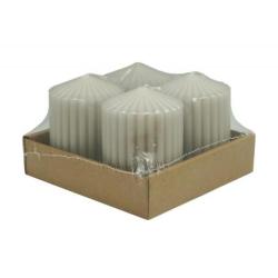 Świeca słupek ryflowana DONAU HOME Standard, 60x80mm, 4 szt., jasnoszara