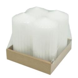 Świeca słupek ryflowana DONAU HOME Standard, 60x100mm, 4 szt., biała