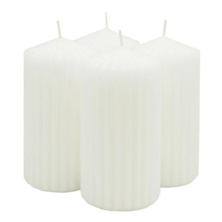 Świeca słupek ryflowana DONAU HOME Standard, 60x120mm, 4 szt., biała