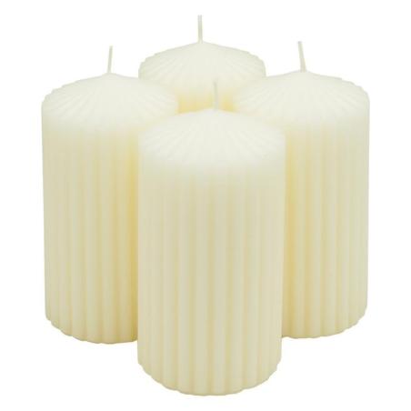 Świeca słupek ryflowana DONAU HOME Standard, 60x120mm, 4 szt., kremowa