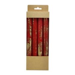Świeca stołowa DONAU HOME Aura, 22x240mm, 4 szt., czerwona