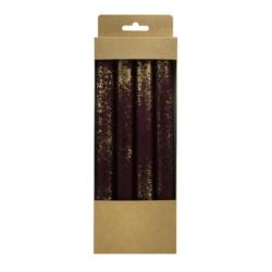 Świeca stołowa DONAU HOME Aura, 22x240mm, 4 szt., bordowa