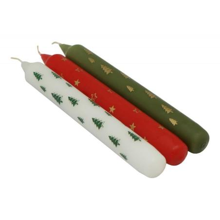 Świeca stołowa DONAU HOME X-Mas, 22x175mm, 3 szt., mix wzorów/kolorów