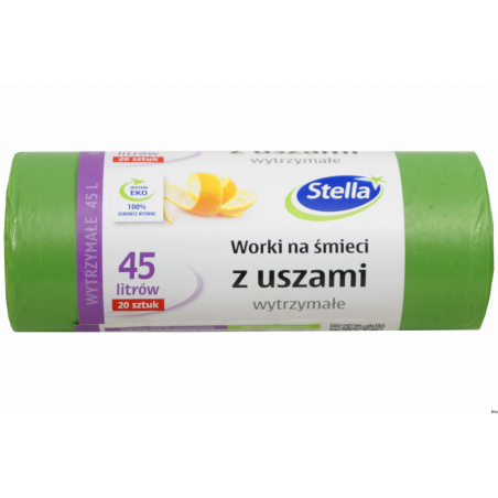 STELLA Worki 45l na śmieci, z uszami, zielone (20 szt.)032884