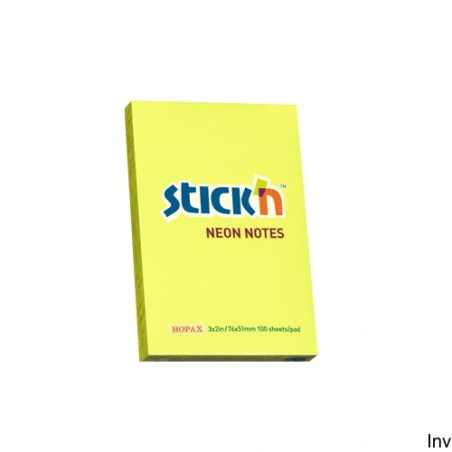 Bloczek samoprzylepny StickN 76x51 mm żółty neon 100 sztuk