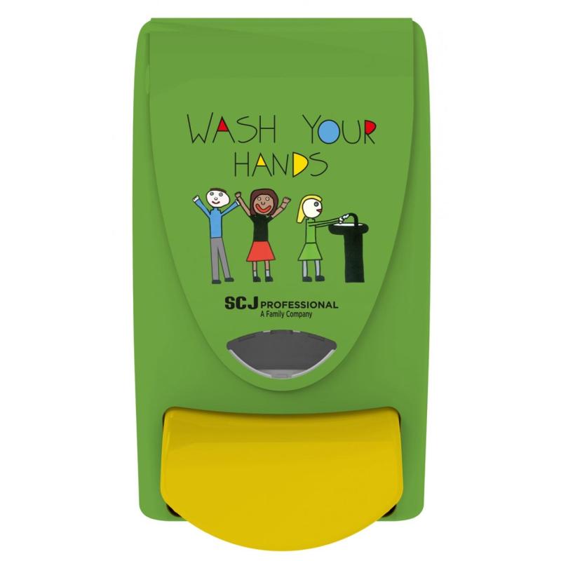 Dozownik do mydła w pianie DEB Kids Wash Your Hands, 1l, zielono-żółty