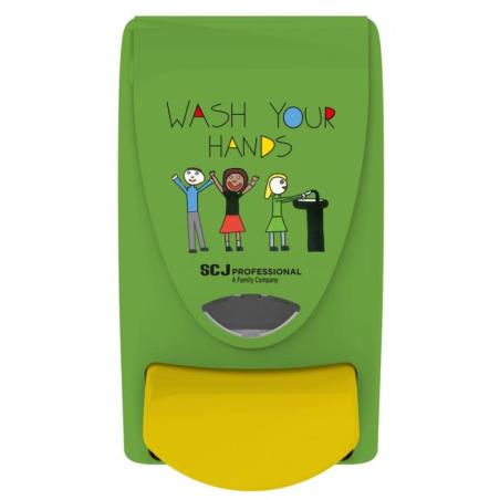 Dozownik do mydła w pianie DEB Kids Wash Your Hands, 1l, zielono-żółty