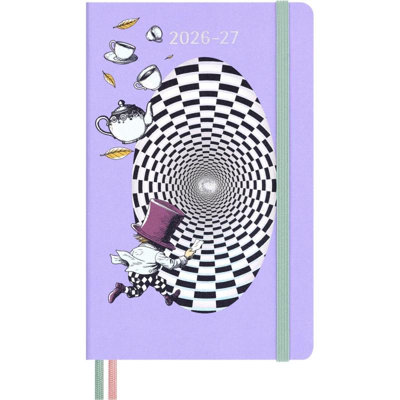 Kalendarz tygodniowy Moleskine Alice 2026–2027, 18 miesięcy, duży L, 13 × 21 cm, twarda okładka, Szalony Kapelusznik