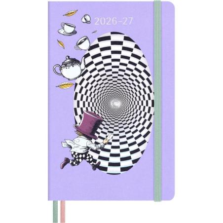 Kalendarz tygodniowy Moleskine Alice 2026–2027, 18 miesięcy, duży L, 13 × 21 cm, twarda okładka, Szalony Kapelusznik