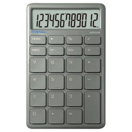 Kalkulator biurowy DONAU TECH, 12-cyfr. wyświetlacz, funkcja pierw., wym. 137x84 mm, zielony