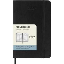 Kalendarz miesięczny Moleskine 2027, 12 miesięcy, 9 × 14 cm, miękka oprawa, czarny