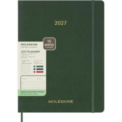 Kalendarz tygodniowy wertykalny Moleskine 2027 XXL 23,5 × 38 cm, 15 miesięcy, miękka oprawa, myrtle green