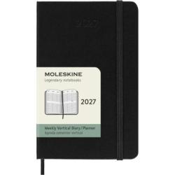 Kalendarz tygodniowy wertykalny MOLESKINE 2027, 12M, P, 9x14cm, twarda oprawa, czarny