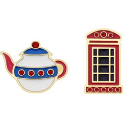 Zestaw 2 przypinek MOLESKINE Kraje, UK, Teapot & Phone box