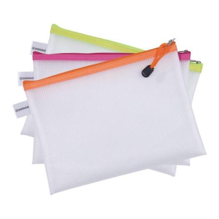 PAKIET Torebka DONAU Zipper Bag, A4, 343x246 mm, EVA, z suwakiem, mix kolorów