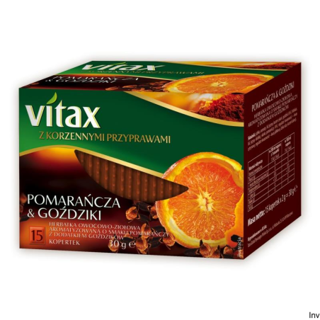 Herbata VITAX owocowo-ziołowa pomarańcza i goździki 15 kopert