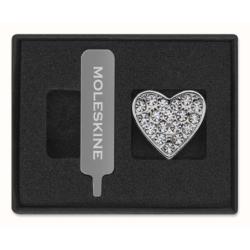 Przypinka MOLESKINE Heart Crystal, srebrna