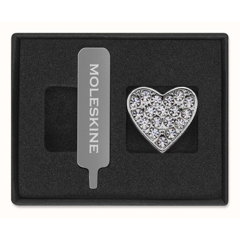 Przypinka MOLESKINE Heart Crystal, srebrna