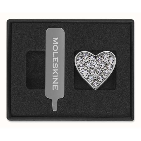 Przypinka MOLESKINE Heart Crystal, srebrna