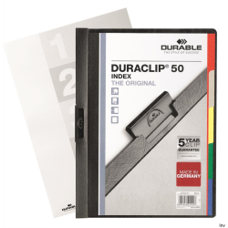 Skoroszyt DURACLIP 50 z 5 przekładkami czarny do 150 kartek Durable