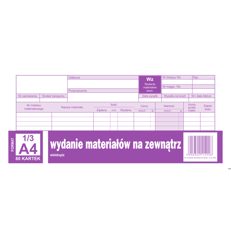 Michalczyk i Prokop WZ Wydanie materiałów na zewnątrz 1/3 A4 80 kartek wielokopia