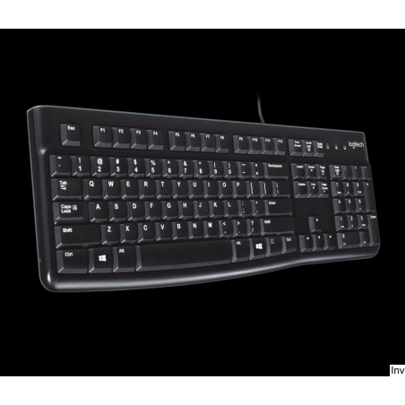 Klawiatura przewodowa Logitech K120 USB czarna, odporna na zalanie, z niskoprofilowymi klawiszami i regulacją nachylenia