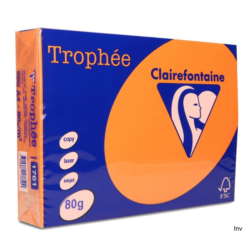 Papier ksero A4 80g pomarańczowy Clairefontaine 1 ryza