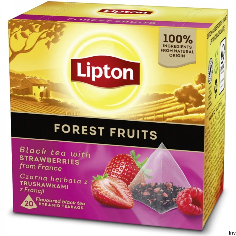 Lipton Herbata Piramid Forest Fruit 20 saszetek owoce leśne z malinami, jeżynami i truskawkami