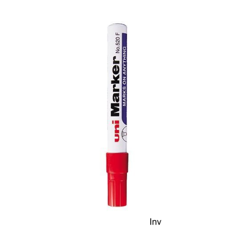 Marker permanentny Uni NO-520 okrągły czerwony 1,0-3,0 mm, szybkoschnący, ekologiczny, aluminium