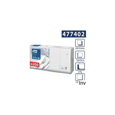 Serwetki Tork Advanced 33x33 cm białe, celuloza, 200 sztuk, 2 warstwy