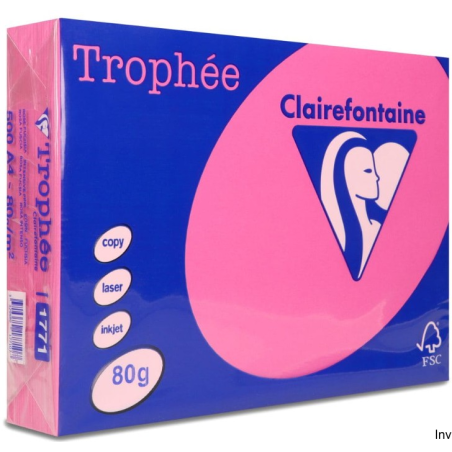 Papier kserograficzny A4 80g różowy Clairefontaine Trophee 1 ryza