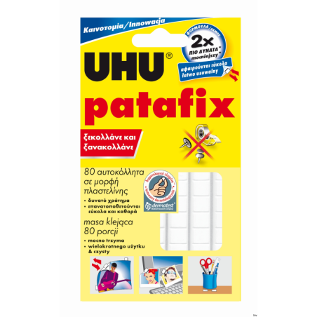 Masa samoprzylepna UHU PATAFIX 50g do wielokrotnego łączenia różnych powierzchni