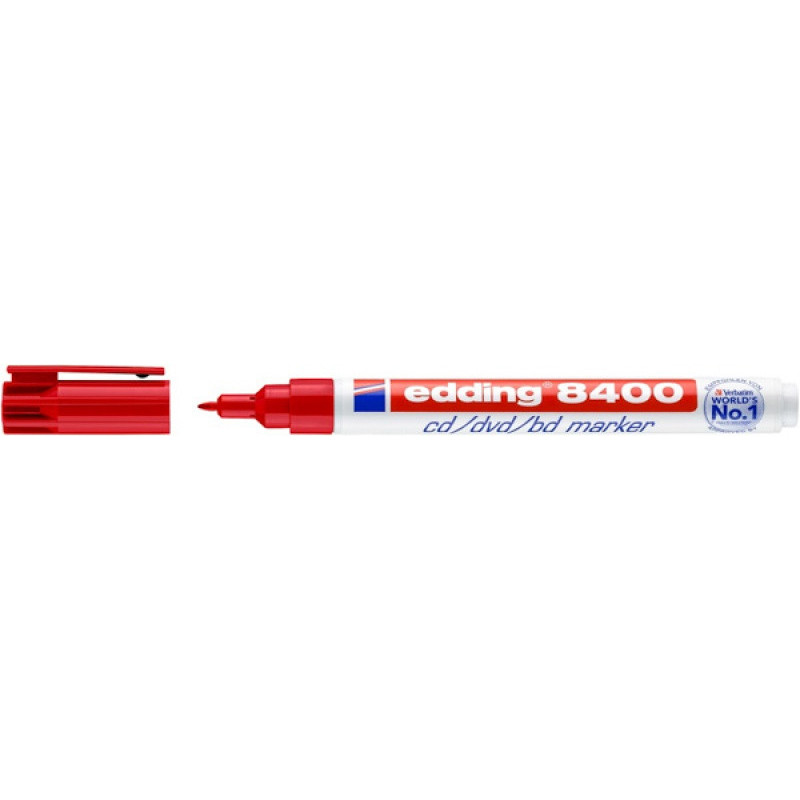 PAKIET Marker do płyt cd/dvd/bd e-8400 EDDING, 0,5-1mm, czerwony