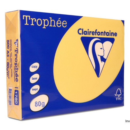 Papier kserograficzny A4 80g złoty-żółty Trophee Clairefontaine 1 ryza
