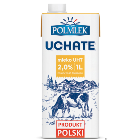 Mleko Polmlek UHT 2% 1l z polskiego mleka w aseptycznym opakowaniu