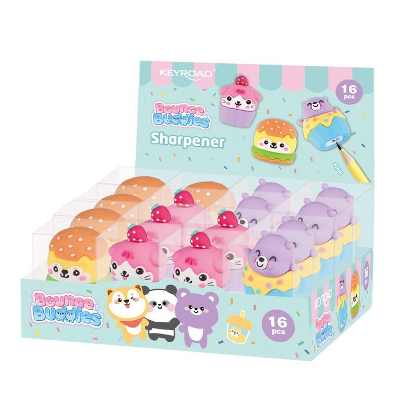 Temperówka plastikowa KEYROAD Bounce Buddies, pojedyncza, pakowane na displayu, mix kolorów